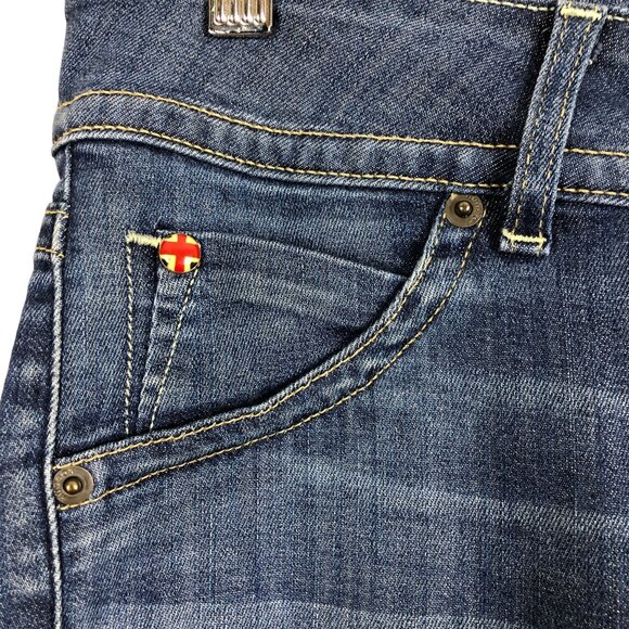Hudson Flare Jeans Sz 29 Low Rise Signature Logo Flap Pockets 2 Button Zip 30x29 - Picture 5 of 12